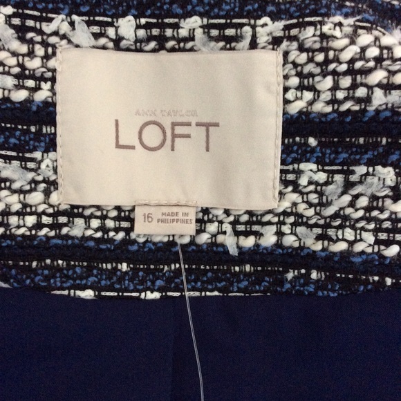 Loft Sweater Jacket Asymmetrical Denim Trim Blue - Picture 8 of 8